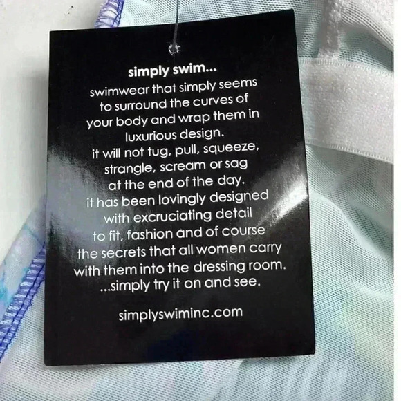 Simply Swim Women 24W Tropical Leaf Print Tankini Swim Top Blue White Padded NEW - Picture 12 of 12